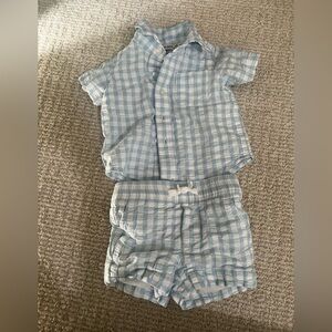 Blue gingham set 0-3 months